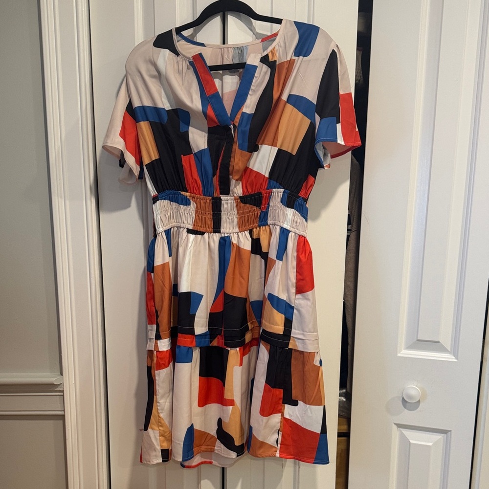 Colorful Geometric Print Dress